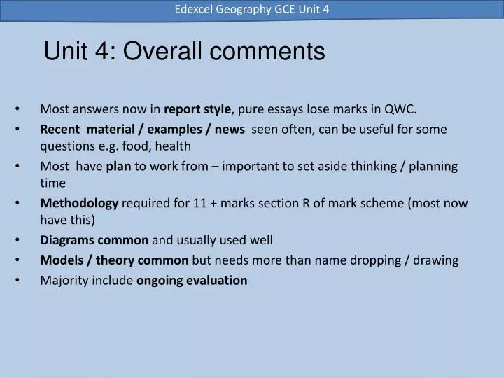 unit 4 overall comments