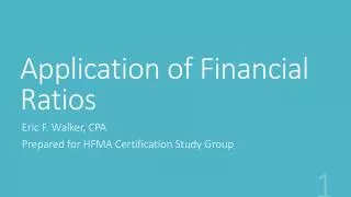 Application of Financial Ratios
