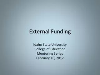 External Funding
