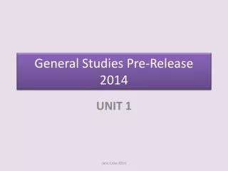 General Studies Pre-Release 2014