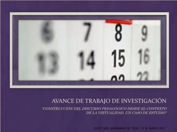 avance de trabajo de investigaci n