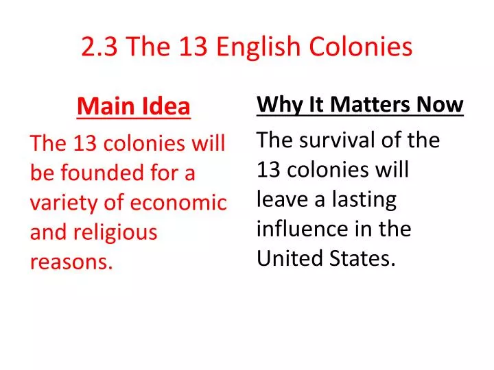 2 3 the 13 english colonies
