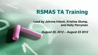 RSMAS TA Training