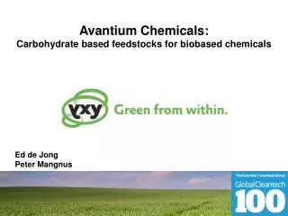 Avantium Chemicals: Carbohydrate based feedstocks for biobased chemicals