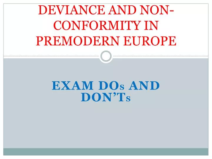 deviance and non conformity in premodern europe