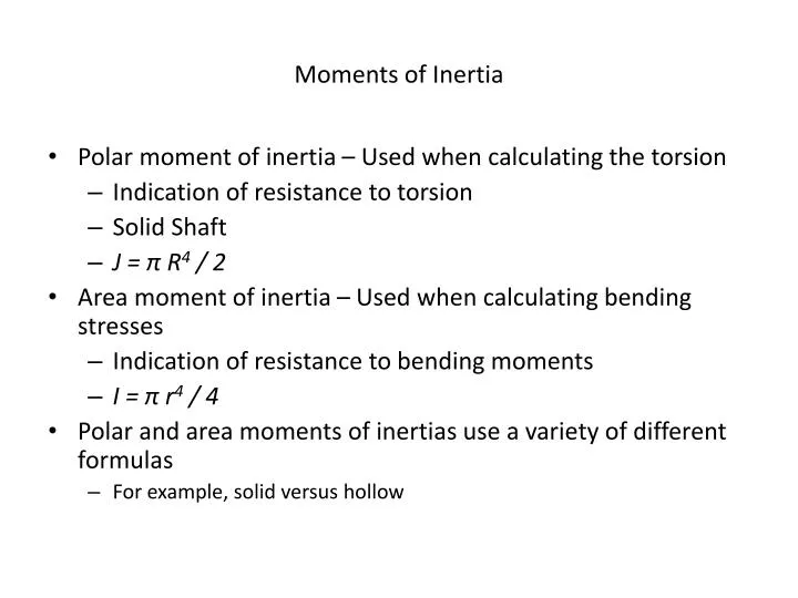 moments of inertia