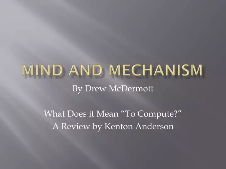 mind and mechanism