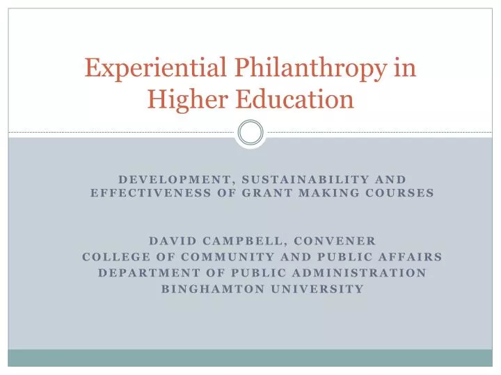 experiential philanthropy in higher education