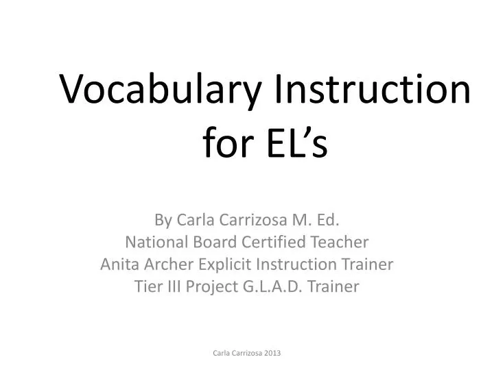 vocabulary instruction for el s