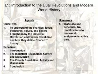 L1: Introduction to the Dual Revolutions and Modern World History