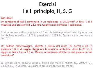 esercizi i e ii principio h s g