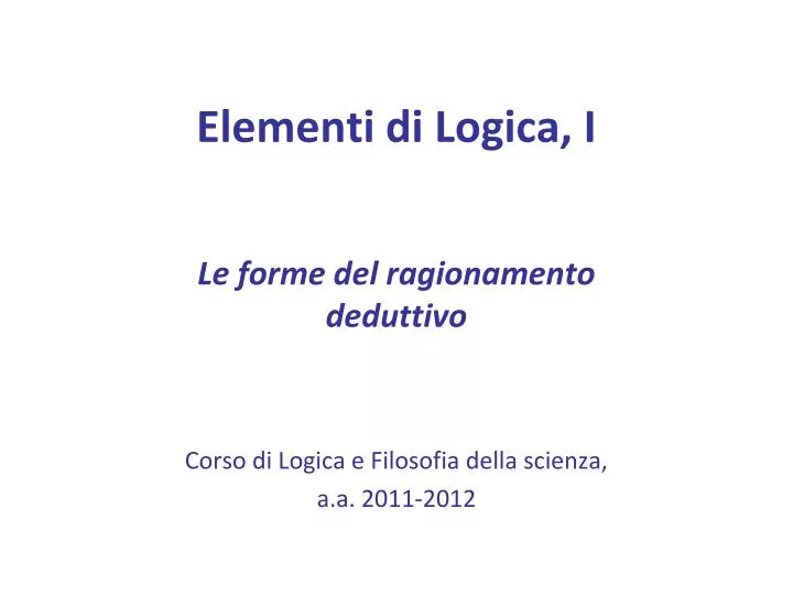 elementi di logica i