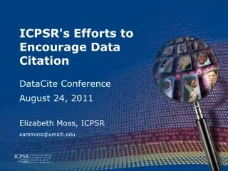 ICPSR's Efforts to Encourage Data Citation