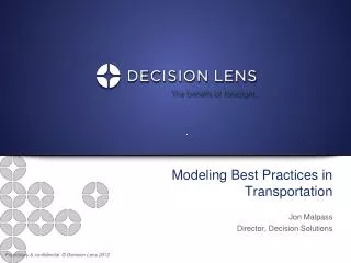Modeling Best Practices in Transportation