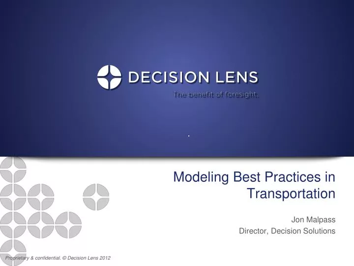 modeling best practices in transportation