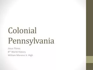 Colonial Pennsylvania