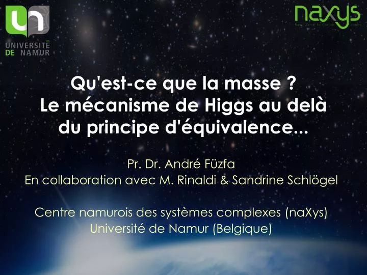 qu est ce que la masse le m canisme de higgs au del du principe d quivalence