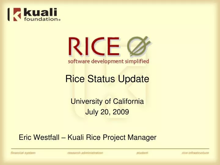 rice status update university of california july 20 2009