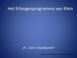 het erlangenprogramma van klein