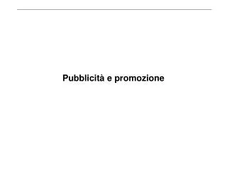 pubblicit e promozione