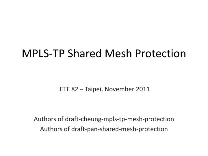 mpls tp shared mesh protection