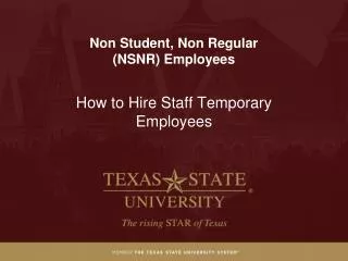 Non Student, Non Regular ( NSNR) Employees