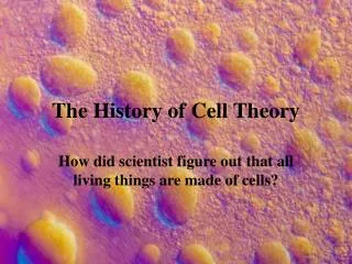 The History of Cell Theory