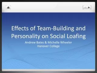 Effects of Team-Building and Personality on Social Loafing