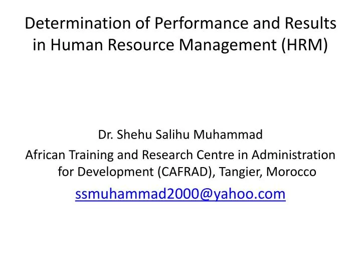 determination of performance and results in human resource management hrm