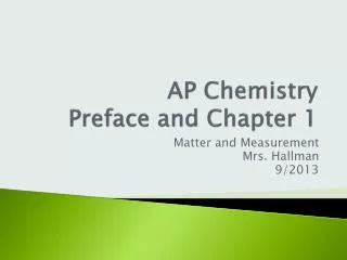 AP Chemistry Preface and Chapter 1