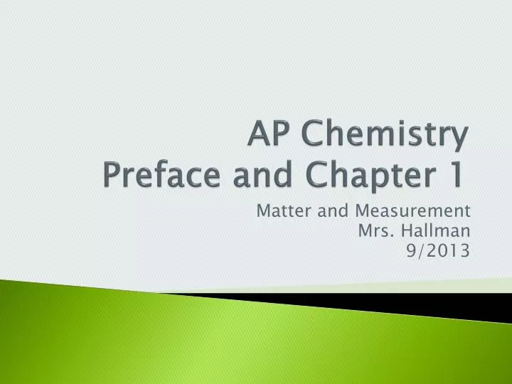 ap chemistry preface and chapter 1