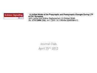 Journal Club April 25 th, 2012