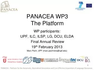 PANACEA WP3 The Platform