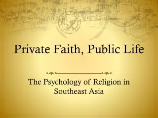 Private Faith, Public Life