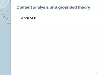 Content analysis and grounded theory