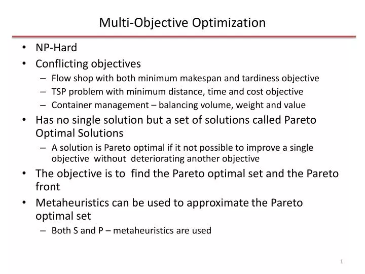 multi objective optimization