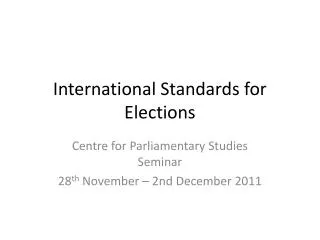 International Standards for Elections