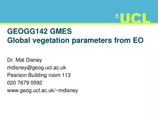 GEOGG142 GMES Global vegetation parameters from EO