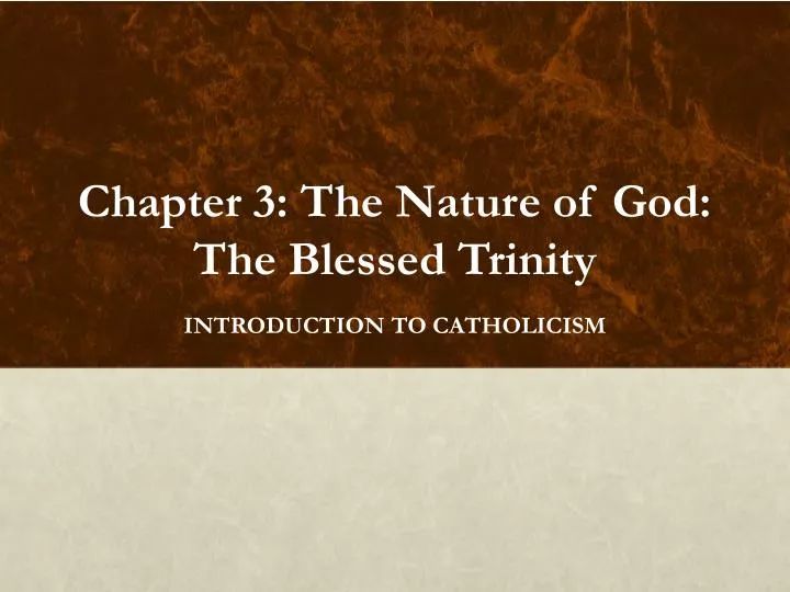 chapter 3 the nature of god the blessed trinity