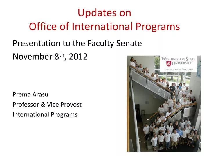 updates on office of international programs