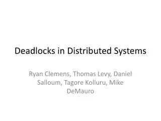 Deadlocks in Distributed Systems