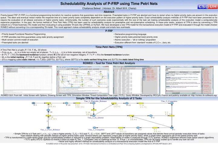 schedulability analysis of p frp using time petri nets chaitanya belwal advisor dr albert m k cheng