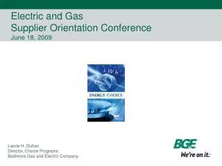 Electric and Gas Supplier Orientation Conference June 18, 2009