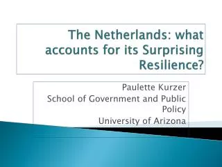 The Netherlands: what accounts for its Surprising Resilience?