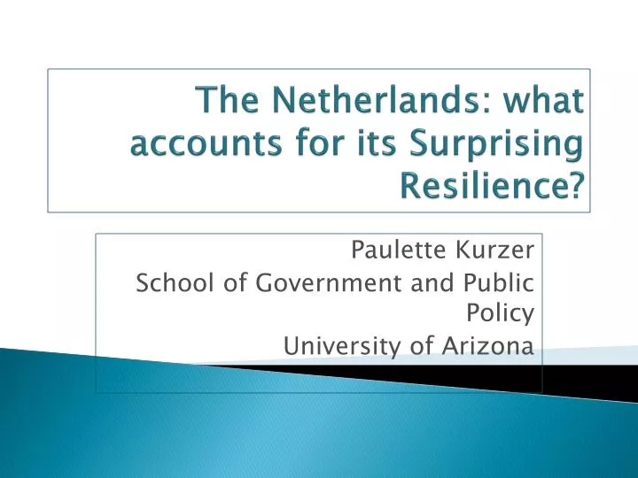 the netherlands what accounts for its surprising resilience