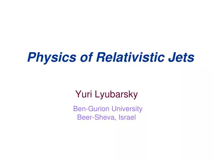 physics of relativistic jets