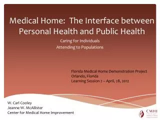 Medical Home: The Interface between Personal Health and Public Health