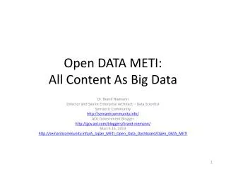 Open DATA METI: All Content As Big Data