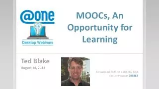 MOOCs, An Opportunity for Learning