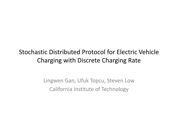 stochastic distributed protocol for electric vehicle charging with discrete charging rate